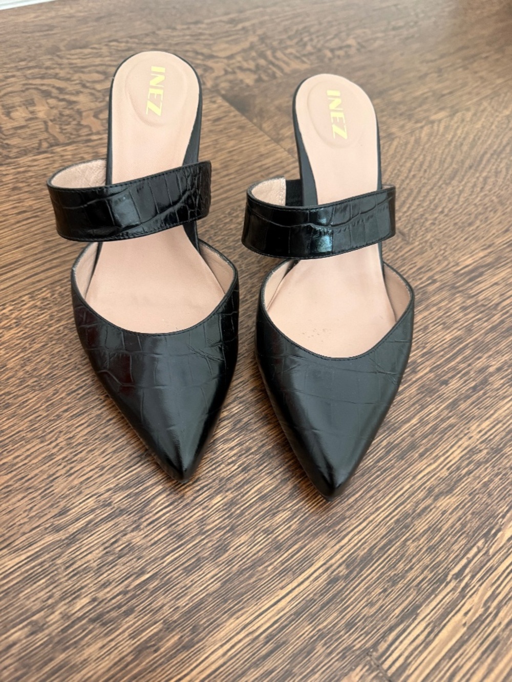 Inez Croc Embossed Mules
